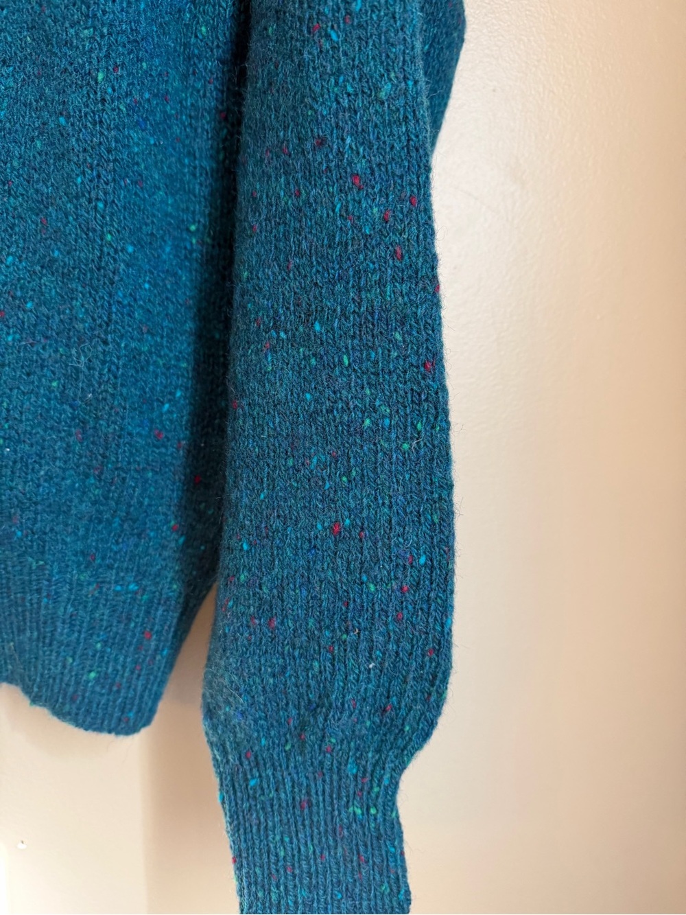 Vtg Lands' End 100% Wool Speckled Shawl Collar Cardigan Sweater Women M - Picture 3 of 8